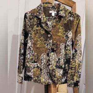 Vintage Paisley Jacket Corduroy Floral Retro Boho Multicolor Christopher M 1980s